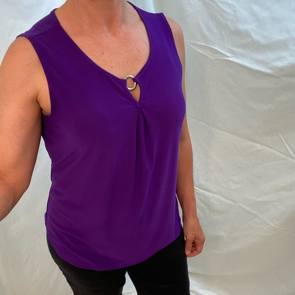 Diana Belle, Purple Sleeveless Blouse, Medium - Picture 3 of 10